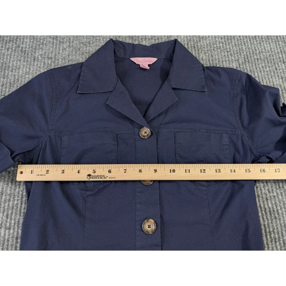 Lilly Pulitzer Shirt Dress 4 Blue Preppy Quiet Luxury Business Casual Old Money - Picture 10 of 11